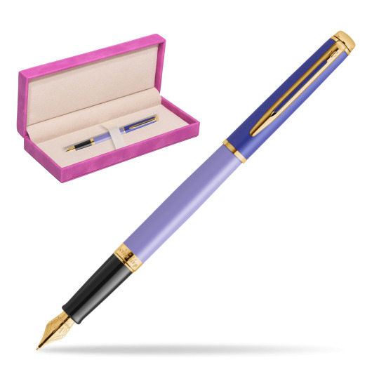 Waterman HÉMISPHÈRE COLOR-BLOCK PURPLE Penna Stilografica in suede box fuchsia