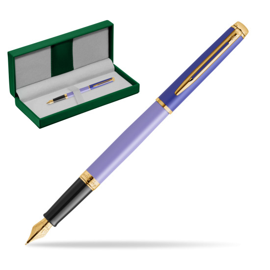 Waterman HÉMISPHÈRE COLOR-BLOCK PURPLE Stylo-plume in the green leather box