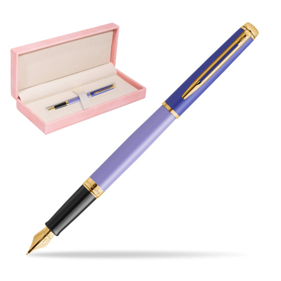 Waterman HÉMISPHÈRE COLOR-BLOCK PURPLE Penna Stilografica in suede box pink