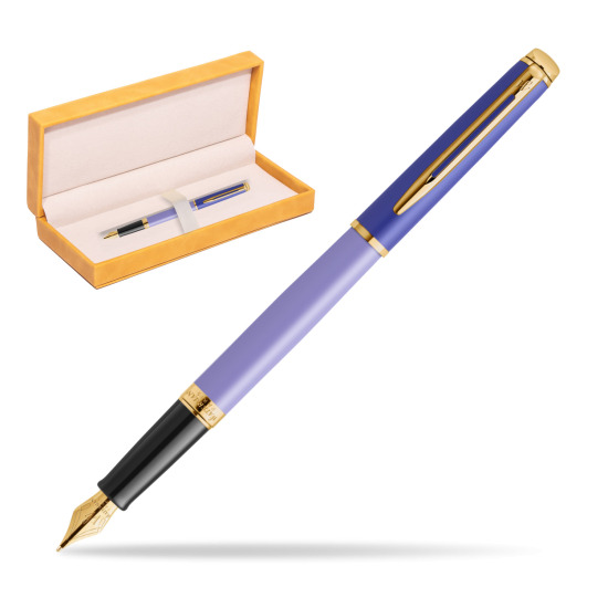 Waterman HÉMISPHÈRE COLOR-BLOCK PURPLE Penna Stilografica in suede box yellow