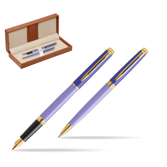 Waterman Penna Stilografica + Penna a Sfera HÉMISPHÈRE COLOR-BLOCK PURPLE  in classic box brown