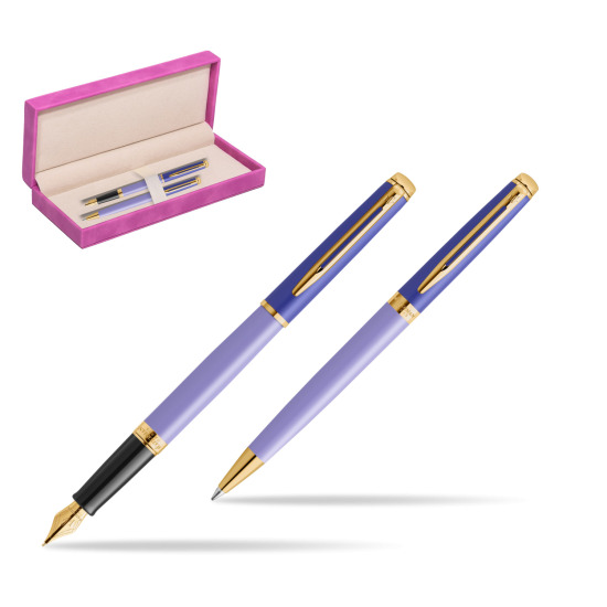 Waterman Penna Stilografica + Penna a Sfera HÉMISPHÈRE COLOR-BLOCK PURPLE in suede box fuchsia