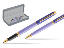 Waterman Penna Stilografica + Penna a Sfera HÉMISPHÈRE COLOR-BLOCK PURPLE in suede box grey