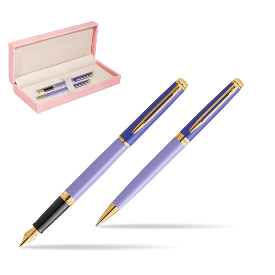 Waterman Penna Stilografica + Penna a Sfera HÉMISPHÈRE COLOR-BLOCK PURPLE in suede box pink