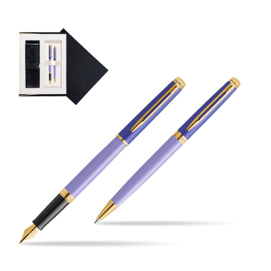 Waterman Penna Stilografica + Penna a Sfera HÉMISPHÈRE COLOR-BLOCK PURPLE in suede box black