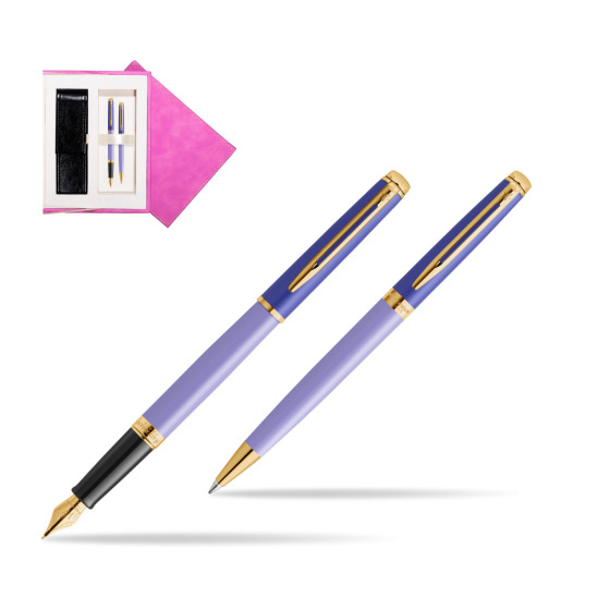 Waterman Penna Stilografica + Penna a Sfera HÉMISPHÈRE COLOR-BLOCK PURPLE in suede box fuchsia