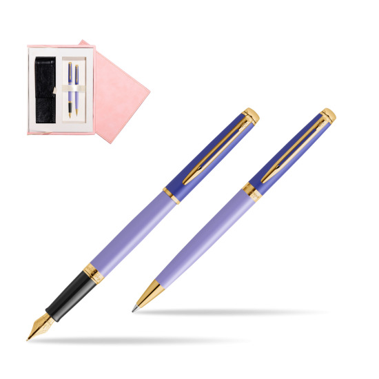 Waterman Penna Stilografica + Penna a Sfera HÉMISPHÈRE COLOR-BLOCK PURPLE in suede box pink