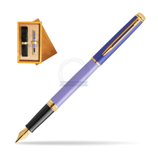 Waterman HÉMISPHÈRE COLOR-BLOCK PURPLE Penna Stilografica in single wooden box Honey Single Ecru