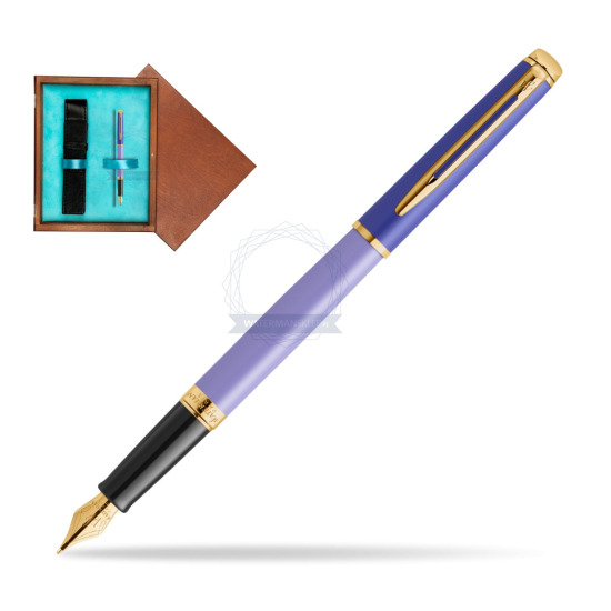 Waterman HÉMISPHÈRE COLOR-BLOCK PURPLE Penna Stilografica in single wooden box Mahogany Single Turquoise 