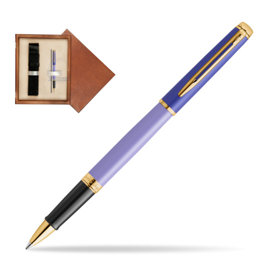 Waterman HÉMISPHÈRE COLOR-BLOCK PURPLE RollerPenna a Sfera in single wooden box Mahogany Single Ecru