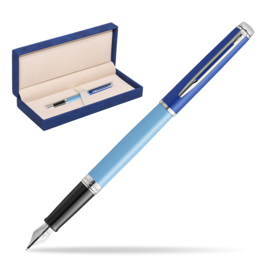 Waterman HÉMISPHÈRE COLOR-BLOCK BLUE Penna Stilografica in suede box navy blue