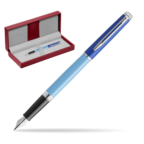 Waterman HÉMISPHÈRE COLOR-BLOCK BLUE Stylo-plume in the red leather box