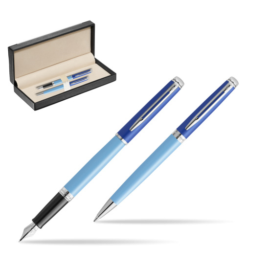 Waterman Penna Stilografica + Penna a Sfera HÉMISPHÈRE COLOR-BLOCK BLUE in classic box black