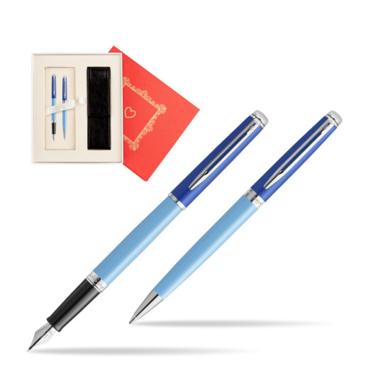 Waterman Penna Stilografica + Penna a Sfera HÉMISPHÈRE COLOR-BLOCK BLUE  "Red Love"