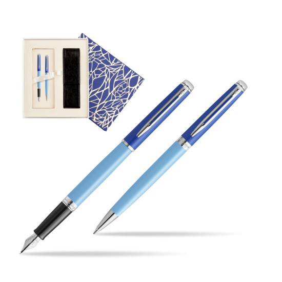 Waterman Penna Stilografica + Penna a Sfera HÉMISPHÈRE COLOR-BLOCK BLUE  Universal Crystal Blue
