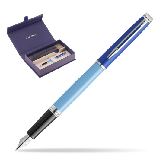 Waterman HÉMISPHÈRE COLOR-BLOCK BLUE Penna Stilografica in original Waterman box, slide-out case