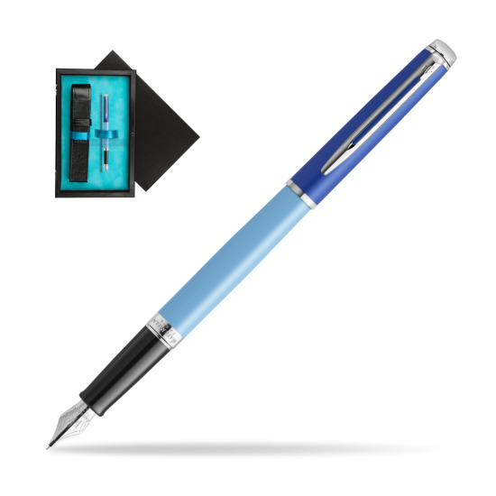 Waterman HÉMISPHÈRE COLOR-BLOCK BLUE Penna Stilografica in single wooden box Black Single Turquoise