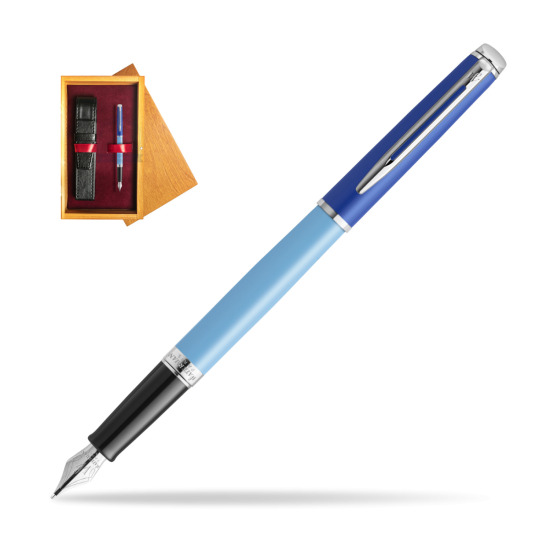 Waterman HÉMISPHÈRE COLOR-BLOCK BLUE Penna Stilografica in single wooden box Honey Single Maroon