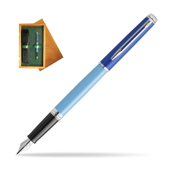 Waterman HÉMISPHÈRE COLOR-BLOCK BLUE Penna Stilografica in single wooden box Honey Single Green
