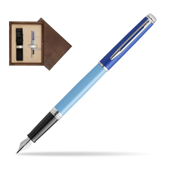 Waterman HÉMISPHÈRE COLOR-BLOCK BLUE Penna Stilografica in single wooden box Wenge Single Ecru