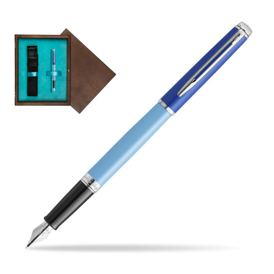 Waterman HÉMISPHÈRE COLOR-BLOCK BLUE Penna Stilografica in single wooden box Wenge Single Turquoise 