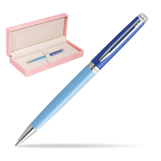 Waterman HÉMISPHÈRE COLOR-BLOCK BLUE Penna a Sfera in suede box pink