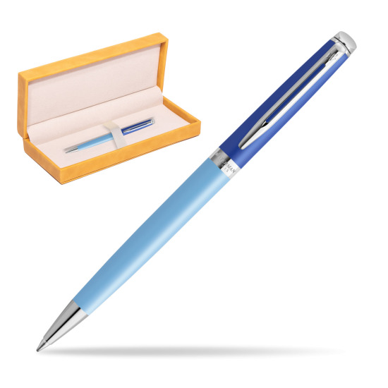 Waterman HÉMISPHÈRE COLOR-BLOCK BLUE Penna a Sfera in suede box yellow