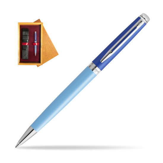 Waterman HÉMISPHÈRE COLOR-BLOCK BLUE Penna a Sfera in single wooden box Honey Single Maroon