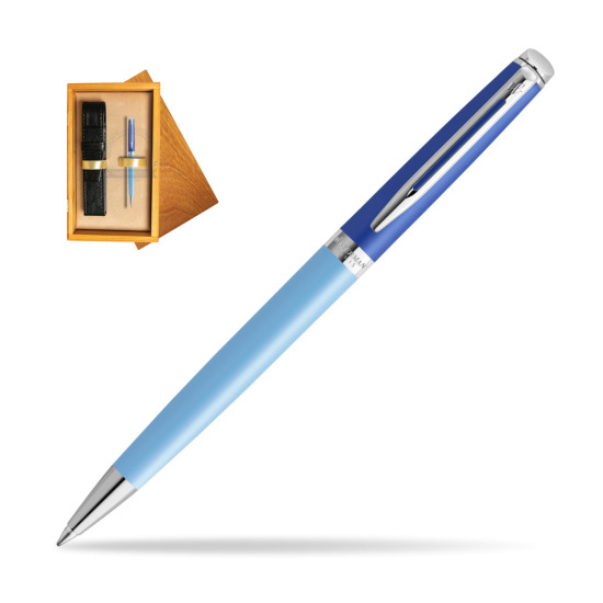 Waterman HÉMISPHÈRE COLOR-BLOCK BLUE Penna a Sfera in single wooden box Honey Single Ecru