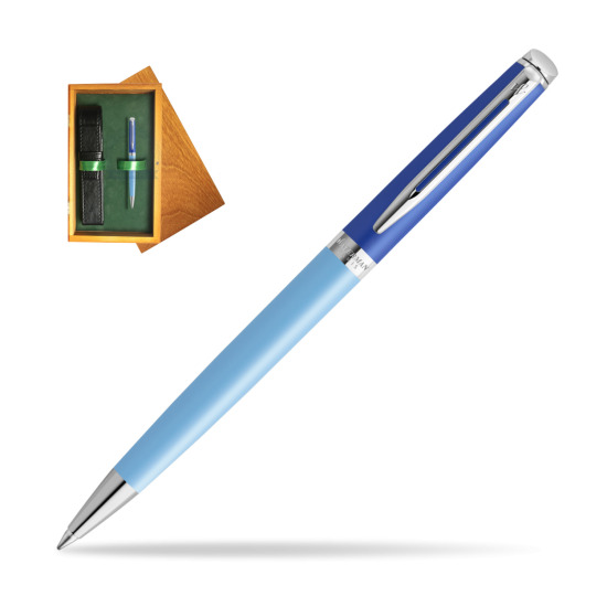 Waterman HÉMISPHÈRE COLOR-BLOCK BLUE Penna a Sfera in single wooden box Honey Single Green