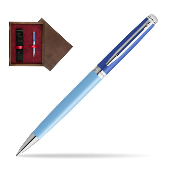 Waterman HÉMISPHÈRE COLOR-BLOCK BLUE Penna a Sfera in single wooden box Wenge Single Maroon
