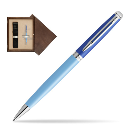 Waterman HÉMISPHÈRE COLOR-BLOCK BLUE Penna a Sfera in single wooden box Wenge Single Ecru