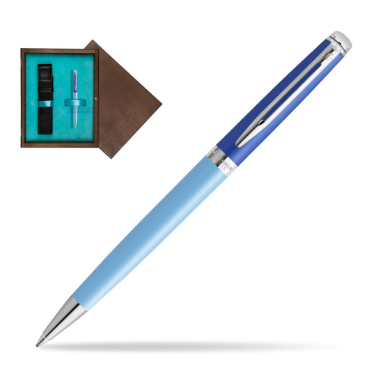 Waterman HÉMISPHÈRE COLOR-BLOCK BLUE Penna a Sfera in single wooden box Wenge Single Turquoise 