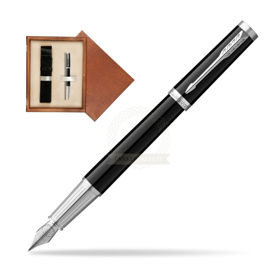 Parker Ingenuity Black CT Penna Stilografica in single wooden box Mahogany Single Ecru