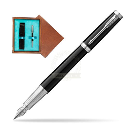 Parker Ingenuity Black CT Penna Stilografica in single wooden box Mahogany Single Turquoise 