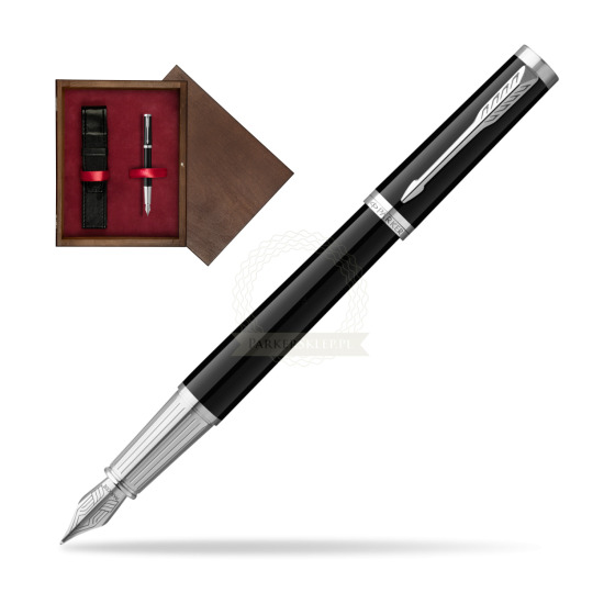 Parker Ingenuity Black CT Penna Stilografica in single wooden box Wenge Single Maroon
