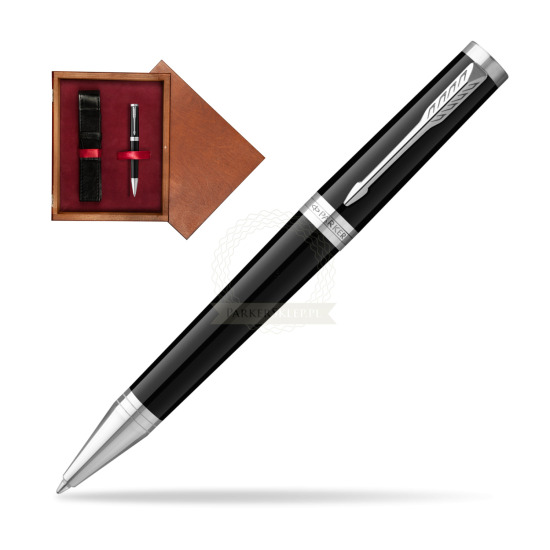Parker Ingenuity Black CT Penna a Sfera in single wooden box Mahogany Single Maroon