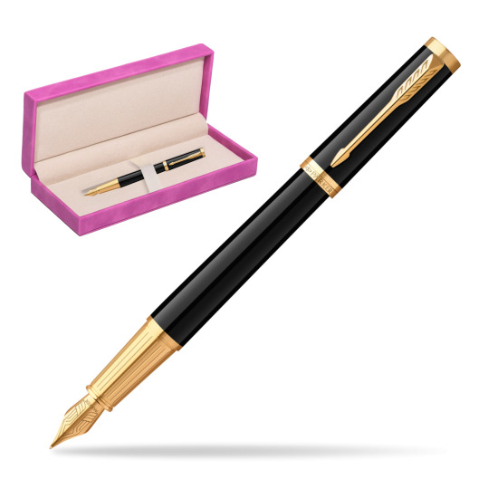 Parker Ingenuity Black GT Penna Stilografica in suede box fuchsia