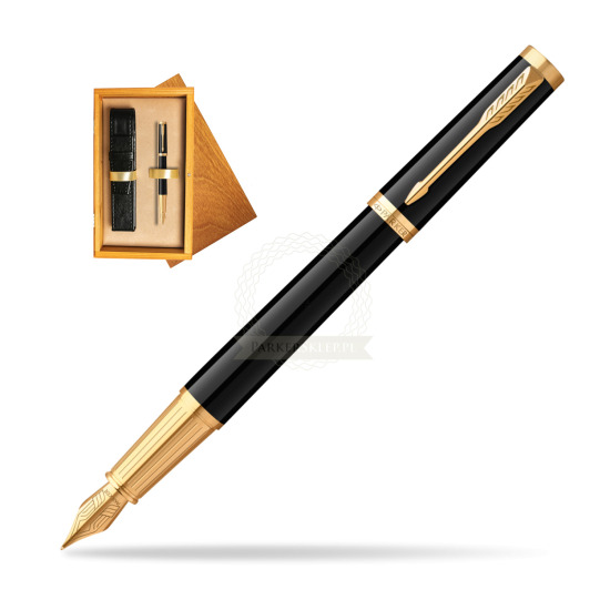 Parker Ingenuity Black GT Penna Stilografica in single wooden box Honey Single Ecru