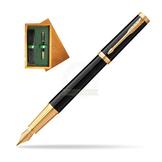 Parker Ingenuity Black GT Penna Stilografica in single wooden box Honey Single Green