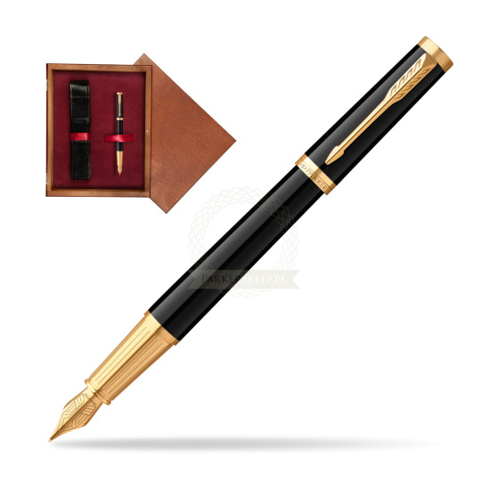 Parker Ingenuity Black GT Penna Stilografica in single wooden box Mahogany Single Maroon
