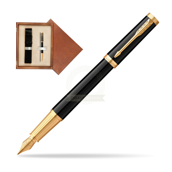 Parker Ingenuity Black GT Penna Stilografica in single wooden box Mahogany Single Ecru