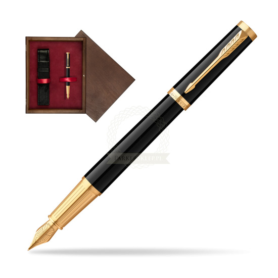 Parker Ingenuity Black GT Penna Stilografica in single wooden box Wenge Single Maroon