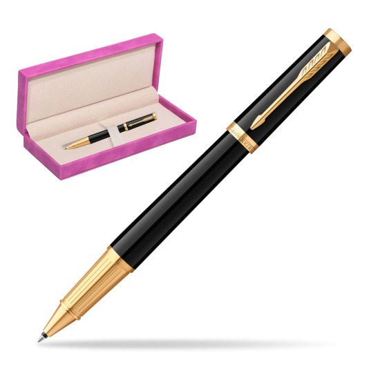 Parker Ingenuity Black GT Penna Rollerball in suede box fuchsia