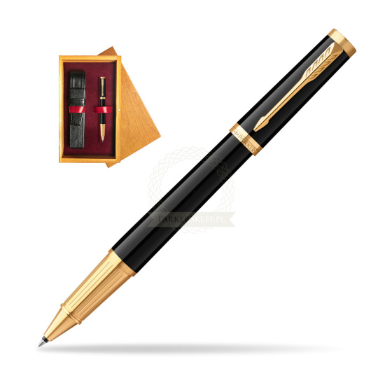Parker Ingenuity Black GT Penna Rollerball in single wooden box Honey Single Maroon