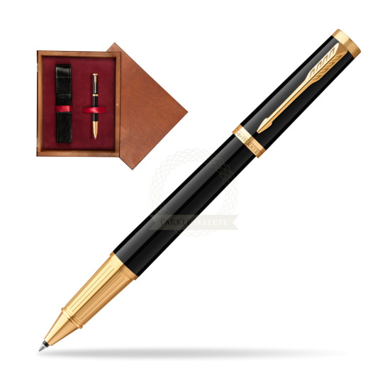 Parker Ingenuity Black GT Penna Rollerball in single wooden box Mahogany Single Maroon