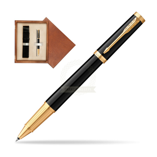 Parker Ingenuity Black GT Penna Rollerball in single wooden box Mahogany Single Ecru