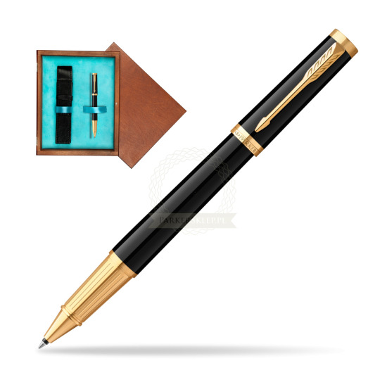 Parker Ingenuity Black GT Penna Rollerball in single wooden box Mahogany Single Turquoise 
