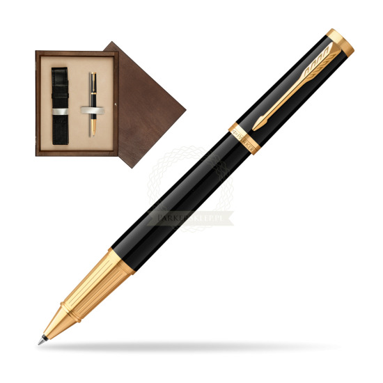 Parker Ingenuity Black GT Penna Rollerball in single wooden box Wenge Single Ecru