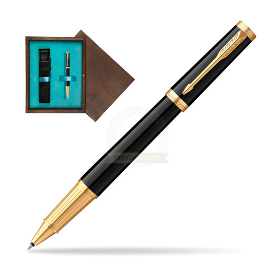 Parker Ingenuity Black GT Penna Rollerball in single wooden box Wenge Single Turquoise 